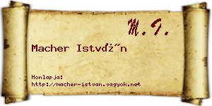 Macher István névjegykártya